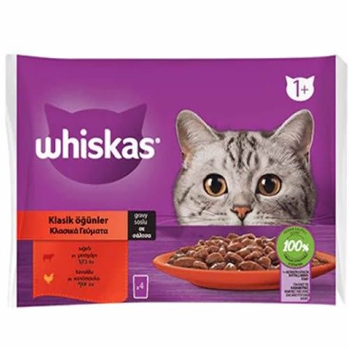 Whiskas Pouch Sos İçinde Sığırlı/Tavuklu Kedi Konservesi 85gr (4 lü )