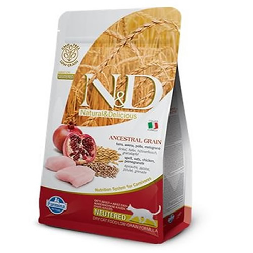 ND Cat Low Grain Kısırlaştırılmış Tavuklu&amp;Narlı Kedi Maması 1.5 Kg