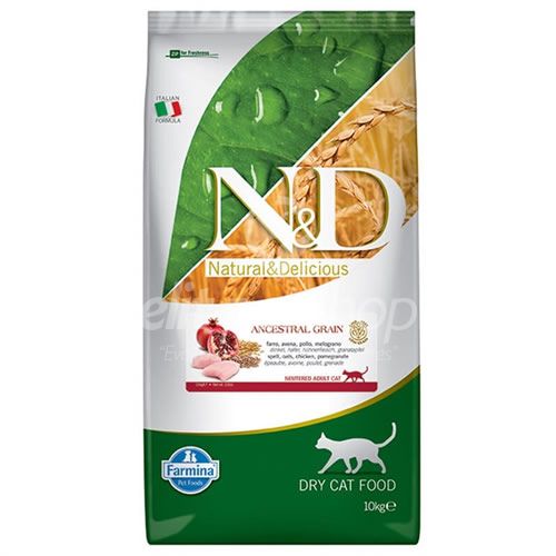 ND Cat Low Grain Kısırlaştırılmış Tavuklu&amp;Narlı Kedi Maması 10 Kg