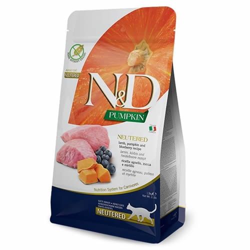 ND Cat Pumpkin Kısırlaştırılmış Kuzulu&amp;Balkabaklı Kedi Maması 1.5 Kg