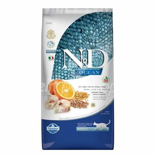 ND Cat Ocean Low Grain Adult Morina Balıklı&amp;Portakallı Kedi Maması 5 kg