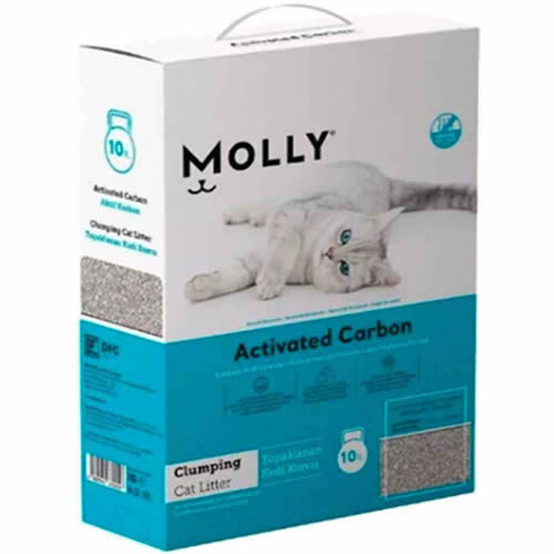 Molly Aktif Karbonlu Topaklaşan Kedi Kumu 10 LT