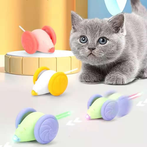 Fare Şeklinde Şarjlı Hareketli Kedi Oyuncağı 9cm
