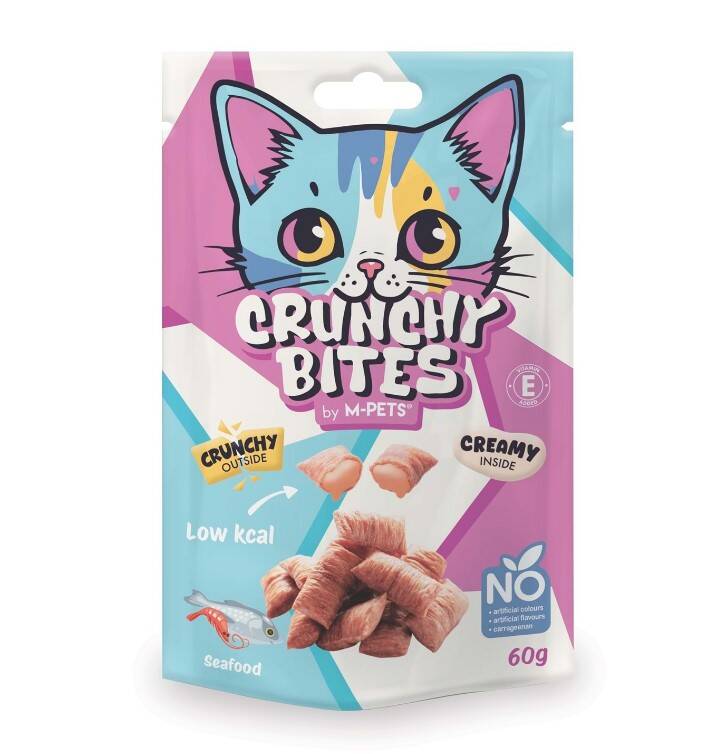 M-Pets Crunchy Bites Deniz Mahsüllü Kedi Ödül Maması 60gr